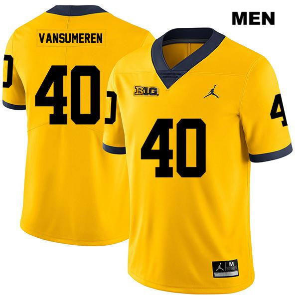 Men's NCAA Michigan Wolverines Ben VanSumeren #40 Yellow Jordan Brand Authentic Stitched Legend Football College Jersey BO25W86IL